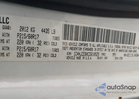 2012 Jeep Compass Latitude from USA, damaged, VIN 1C4NJCEB0CD610525